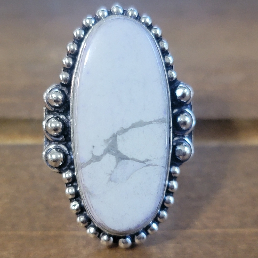 Native Magnesite Gemstone Ring Size 7 925 Silver Jewelry Western Bohemian Boho